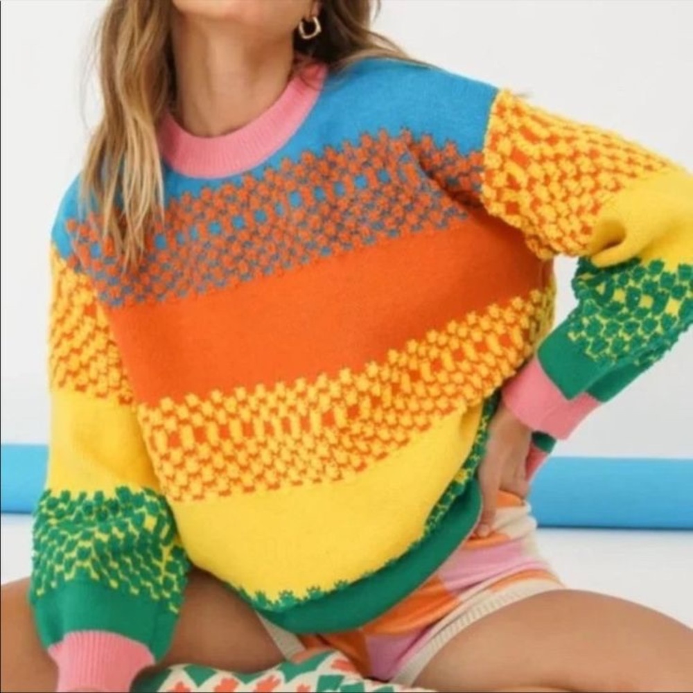 Oscar Street Boho colorful chunky knit sweater